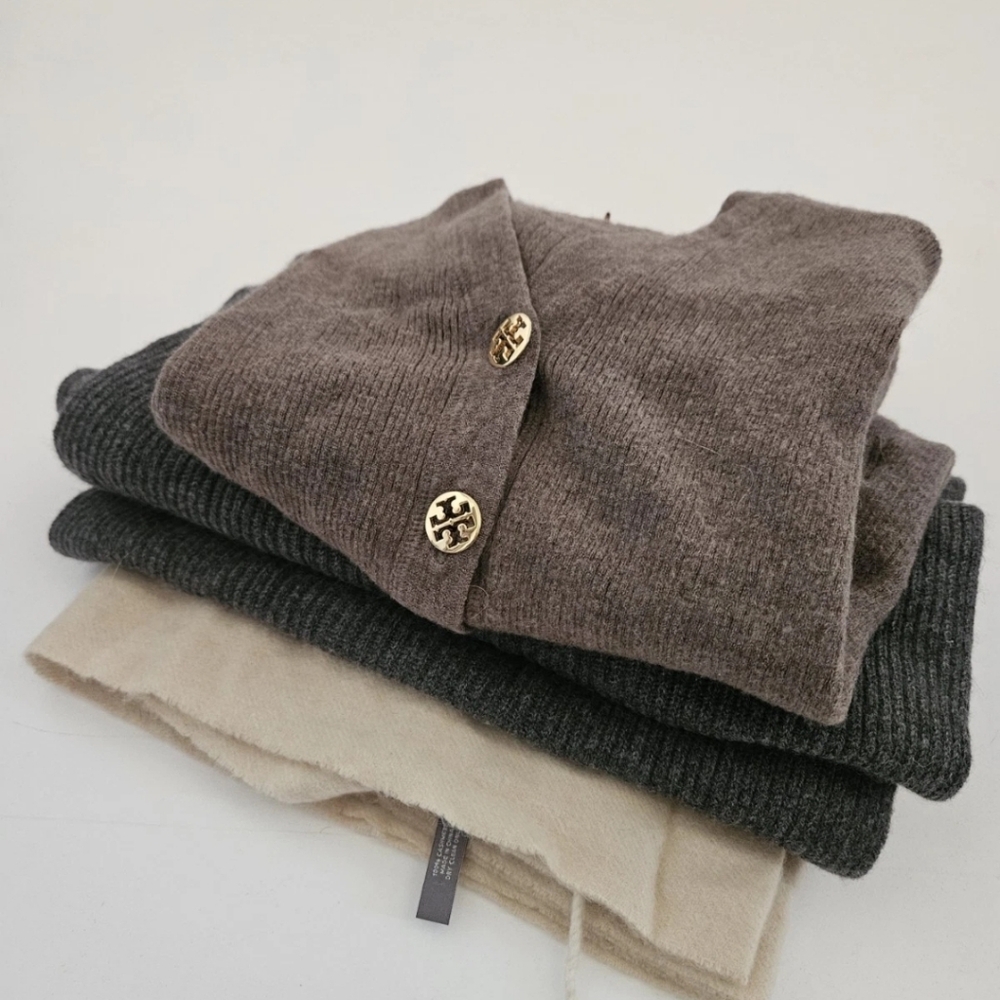 Lot of 3 Cashmere And Wool Scarves Tory Burch Celeste Ann Taylor Upcycle Sewing